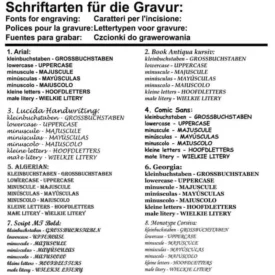 Schriftarten für Gravur